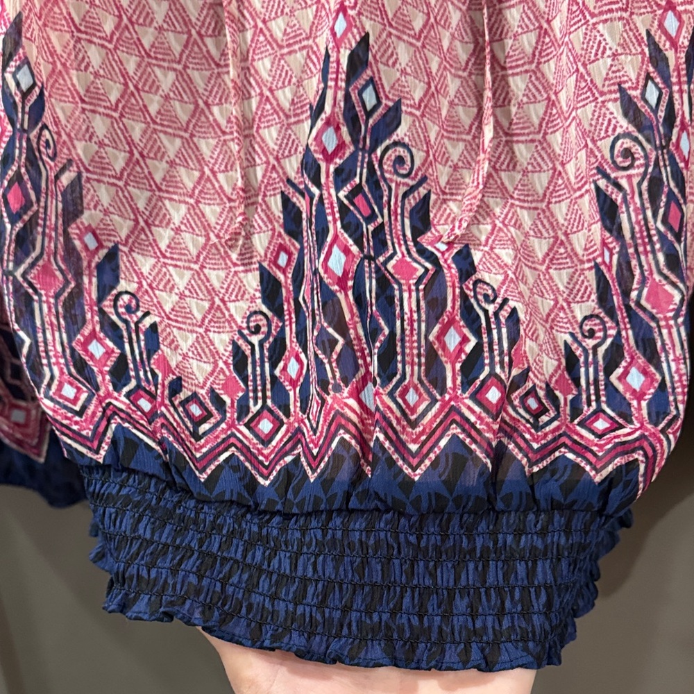 Lucky Brand Pink and Navy Blouse - Picture 4 of 6